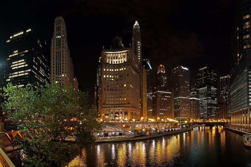 Chicago River at night