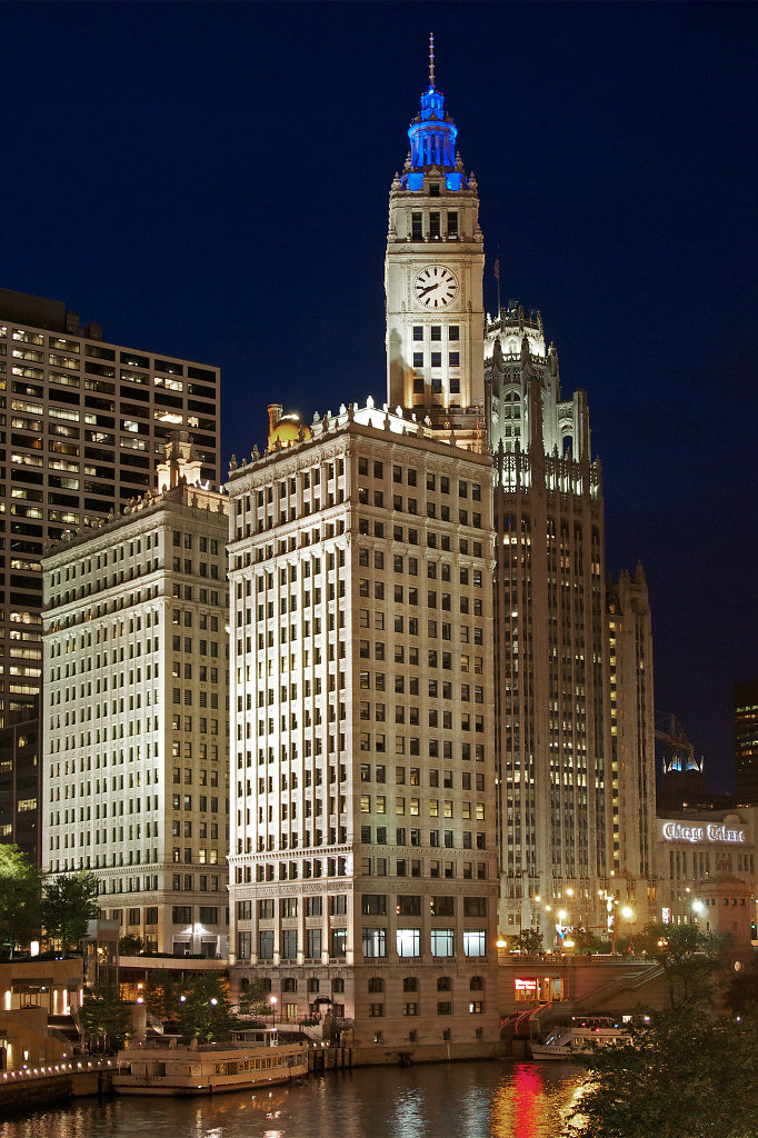 Wrigley Building at night