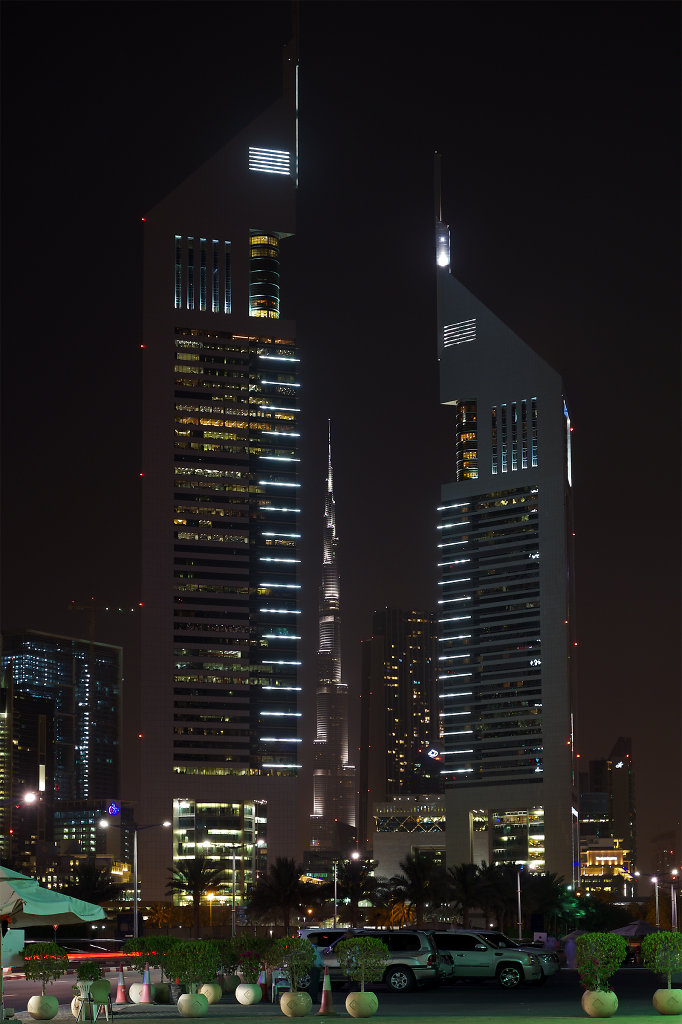 Emirates Towers at night