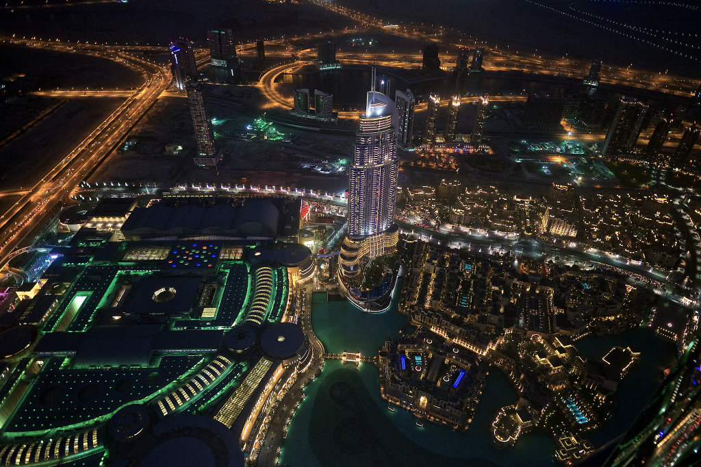 Burj Khalifa Lake & Downtown Dubai after sundown