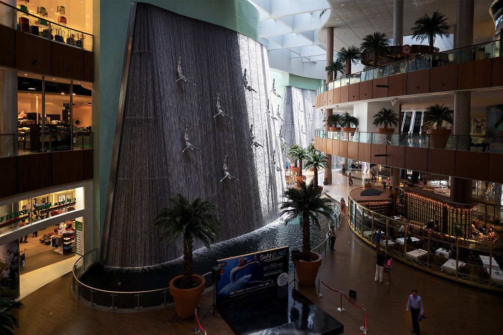 Waterfall inside of the Dubai Mall