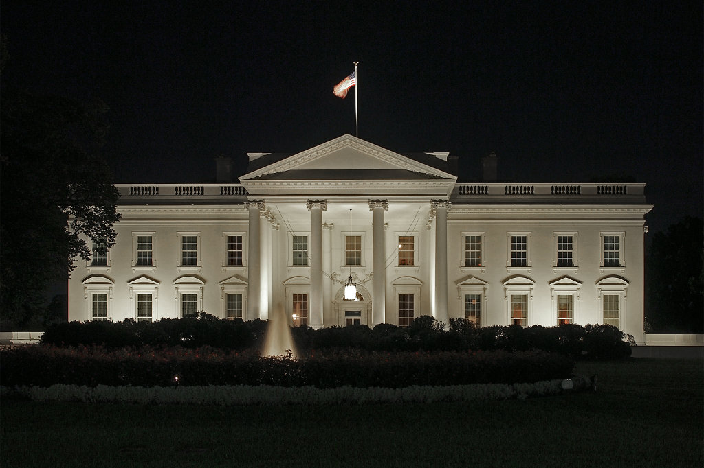 The White House at night