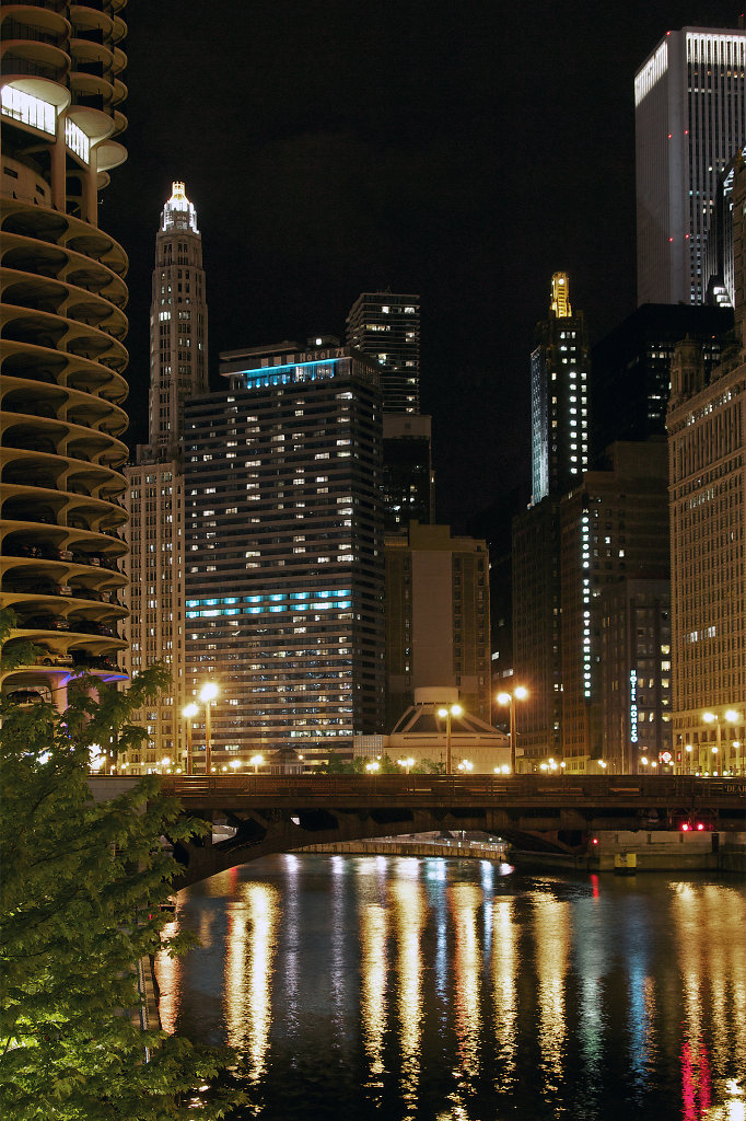 Dearborn Street Bridge at night