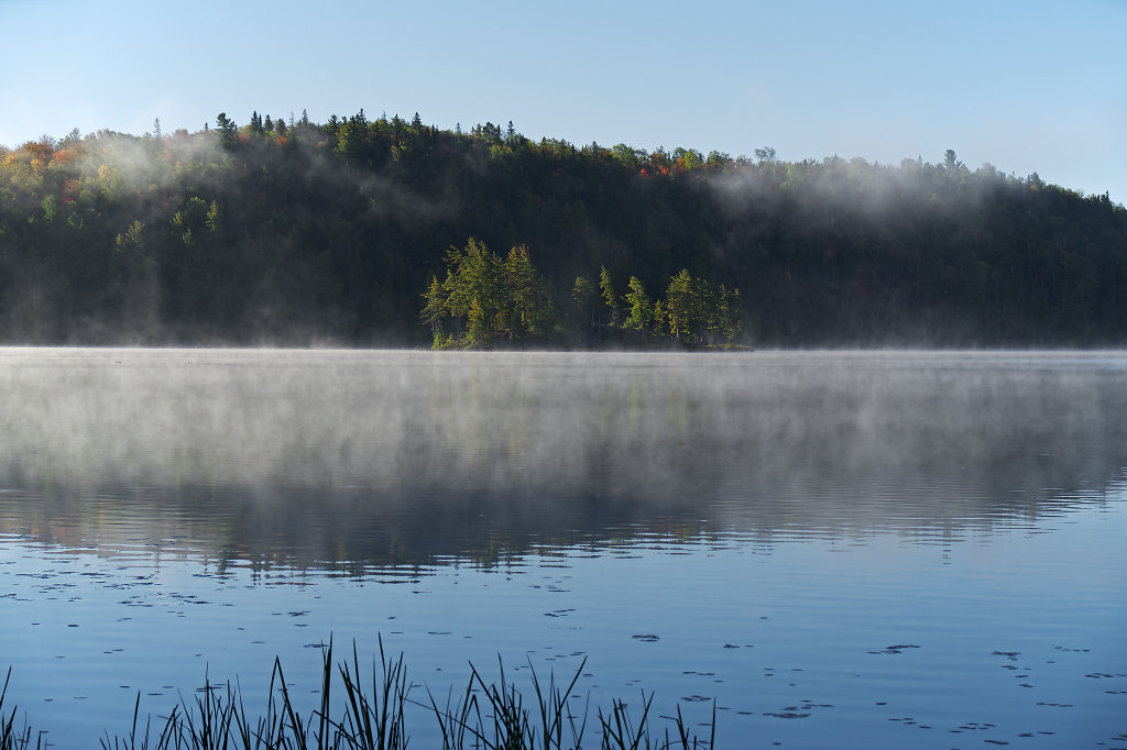 Picturesque ground fog in autumn